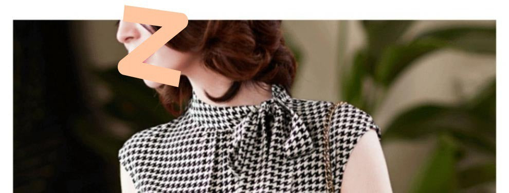 Summer New Ribbon Houndstooth Chiffon Shirt For Women