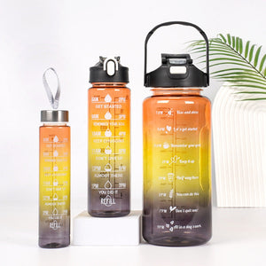 3-in-1 Gradient Color Motivational Water Bottles Set
