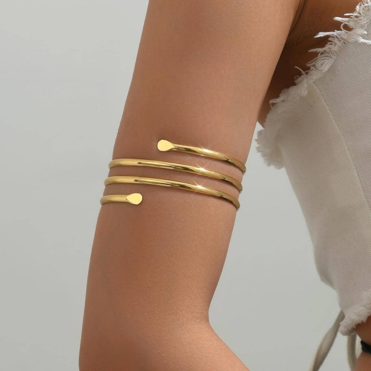 Simple Hollow Three-layer Metal Opening Armband