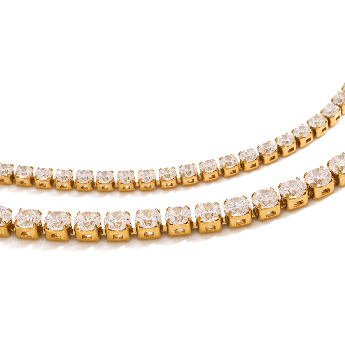 Fashion Personality Stainless Steel Zircon Stacked Bracelet