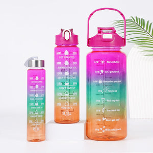 3-in-1 Gradient Color Motivational Water Bottles Set