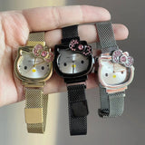 Kawaii Hello Kitty Sanrio Wrist Watch Cartoon Figure Magnetic Attraction Quartz Watch