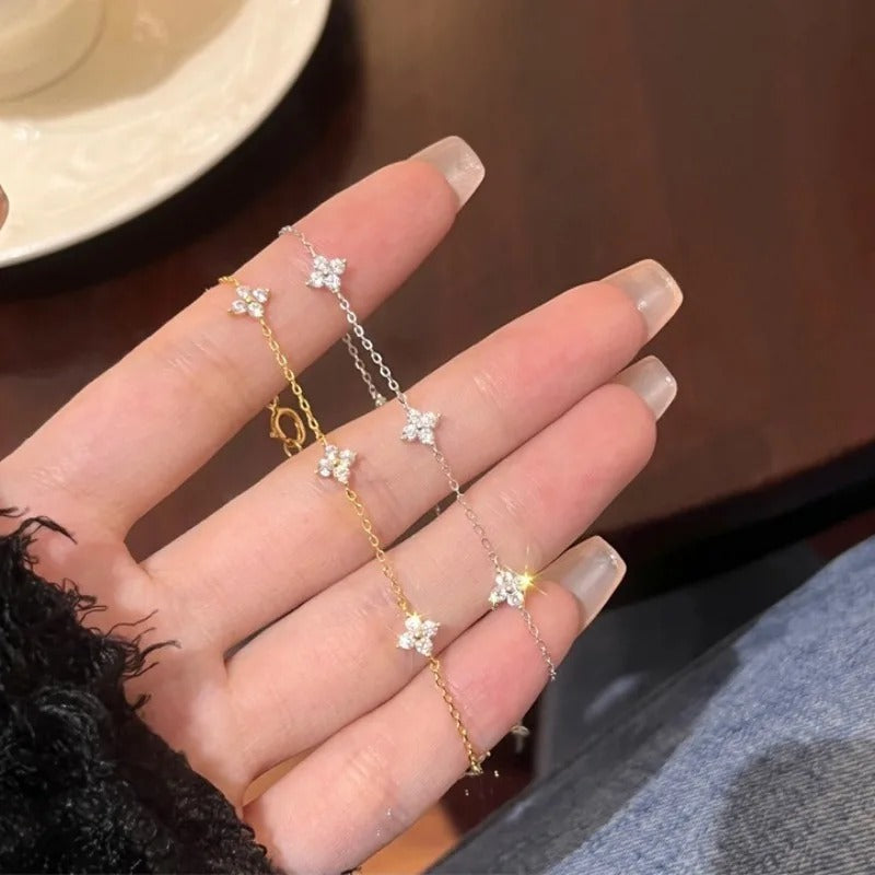 New Crystal Flower Stainless Steel Bracelet Women Fashion Personality