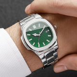 Men Fashion Wristwatches Business Square Dial Stainless Steel Strap Quartz Watch