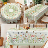 1 Piece, Light Green Small Fresh Style Flower Tablecloth + 4 Pieces Self-Adhesive