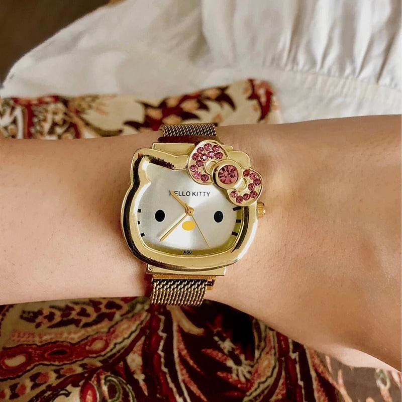 Kawaii Hello Kitty Sanrio Wrist Watch Cartoon Figure Magnetic Attraction Quartz Watch