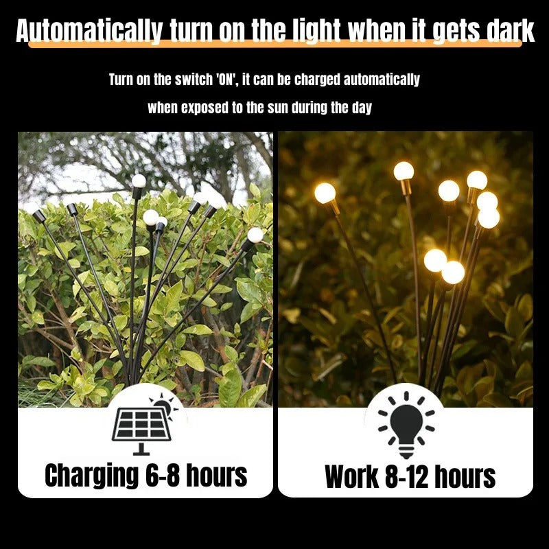 6/8/10 LED Solar Powered Garden Lights Firefly Lights Outdoor Waterproof