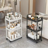 1 PC 3-Layer Rolling Plastic Storage Cart with Armrests - Space-Efficient Multi-Room Organizer