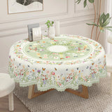 1 Piece, Light Green Small Fresh Style Flower Tablecloth + 4 Pieces Self-Adhesive