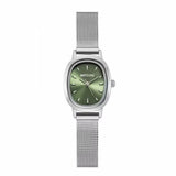 Small Oval Dial Green Watch Simple Stainless Steel Ladies Wristwatches Brand Women