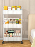1 PC 3-Layer Rolling Plastic Storage Cart with Armrests - Space-Efficient Multi-Room Organizer