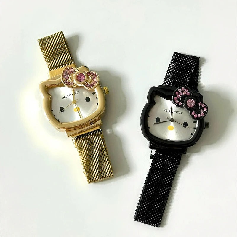 Kawaii Hello Kitty Sanrio Wrist Watch Cartoon Figure Magnetic Attraction Quartz Watch