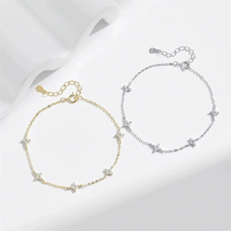 New Crystal Flower Stainless Steel Bracelet Women Fashion Personality