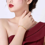 Premium 9999 gold bracelet inlaid with irregular personality women's 24KAU750 real gold