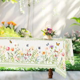 1 Piece, Light Green Small Fresh Style Flower Tablecloth + 4 Pieces Self-Adhesive