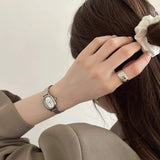 Small Oval Dial Green Watch Simple Stainless Steel Ladies Wristwatches Brand Women