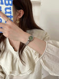 Small Oval Dial Green Watch Simple Stainless Steel Ladies Wristwatches Brand Women