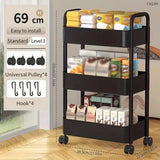 1 PC 3-Layer Rolling Plastic Storage Cart with Armrests - Space-Efficient Multi-Room Organizer